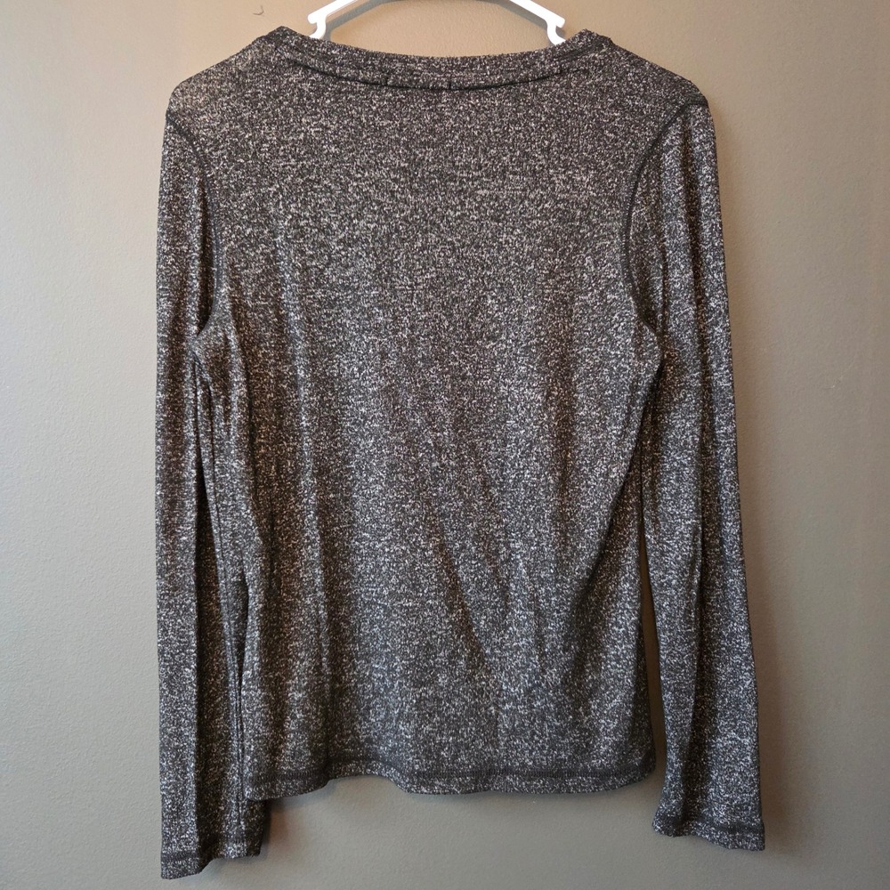 Oysho‎ Long Sleeve Marled Knit Top Women's Size S Charcoal Gray Casual Comfort - Picture 7 of 10